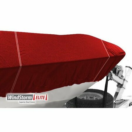 Eevelle Boat Cover JON BOAT Open, Outboard Fits 24ft 6in L up to 96in W Red SFOJB2496B-RED